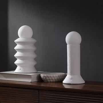 Soren 13" Modern Scandinavian Ceramic/Glass Geometric Integrated LED Table Lamp, Set of 2